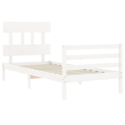 Bed Frame without Mattress White Small Single Solid Wood