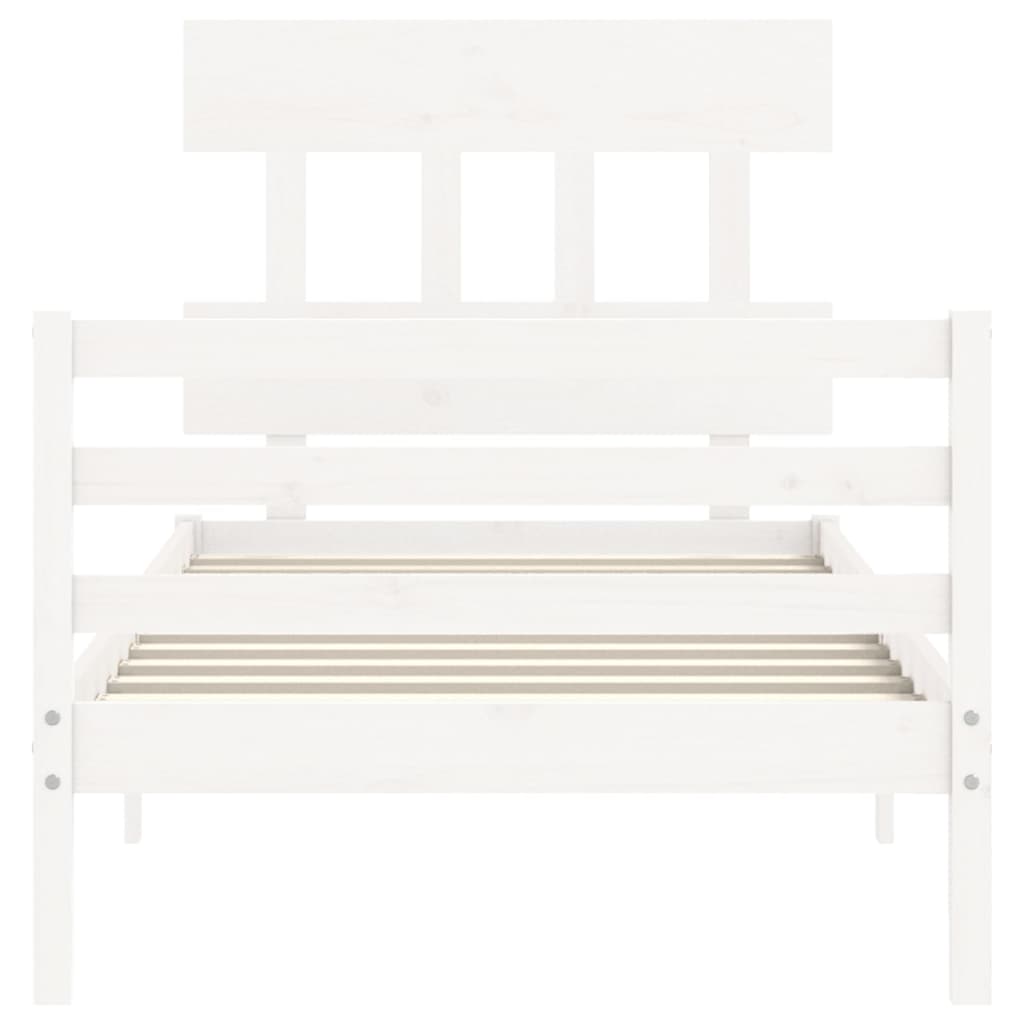 Bed Frame without Mattress White Small Single Solid Wood