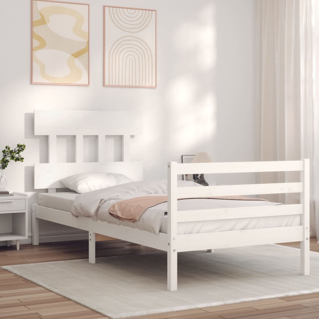 Bed Frame without Mattress White Small Single Solid Wood