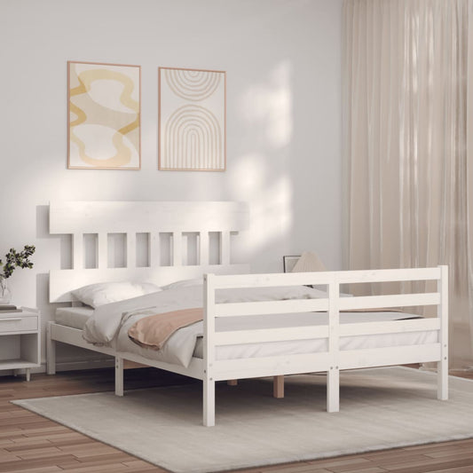 Bed Frame without Mattress White 140x200 cm Solid Wood