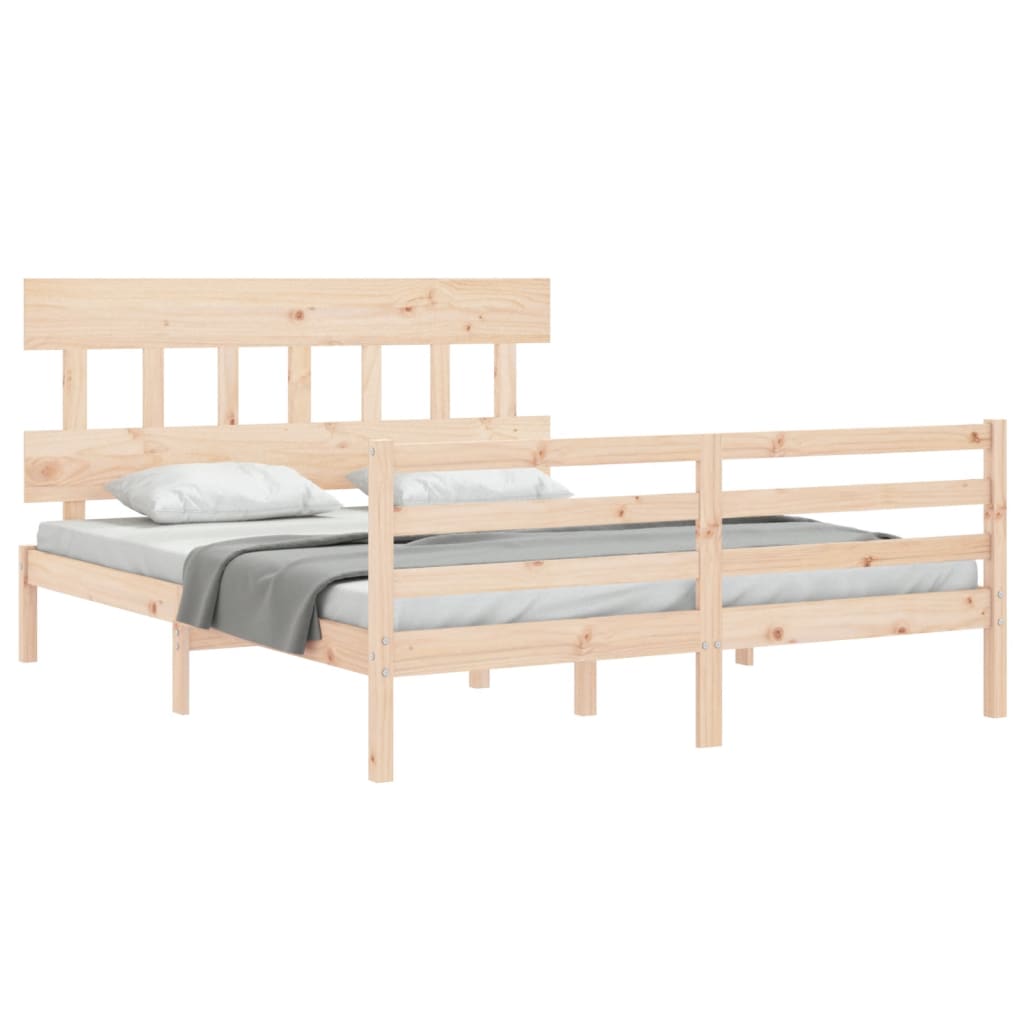 Bed Frame without Mattress King Size Solid Wood