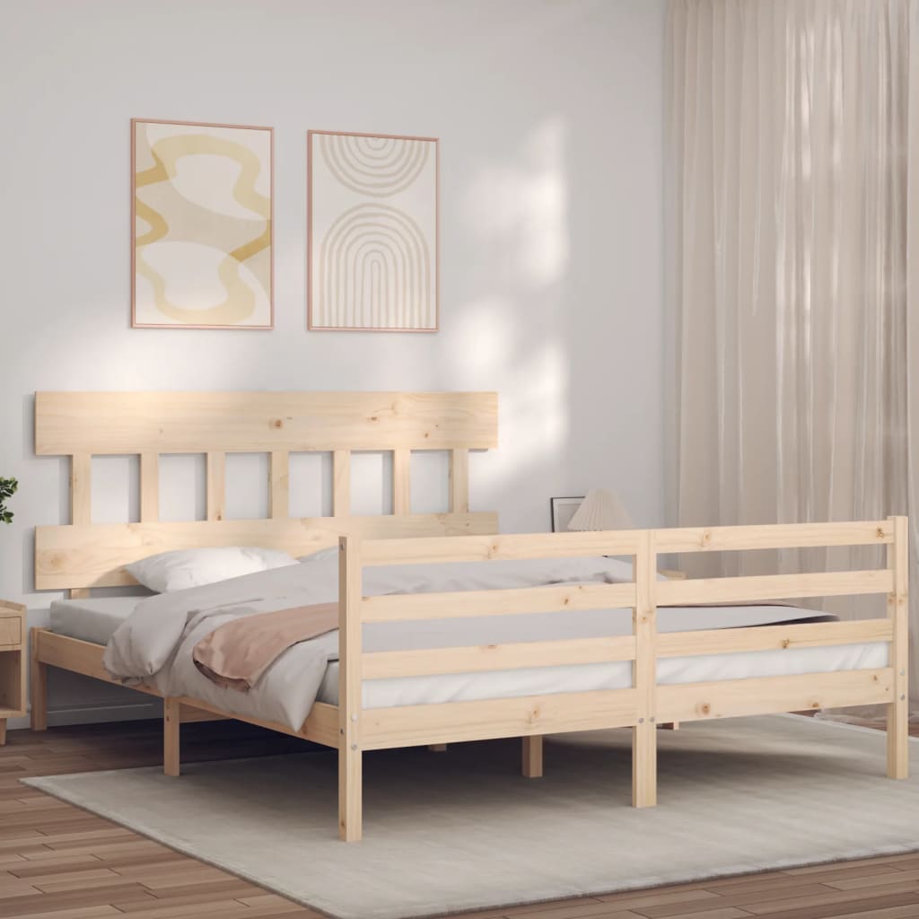 Bed Frame without Mattress King Size Solid Wood