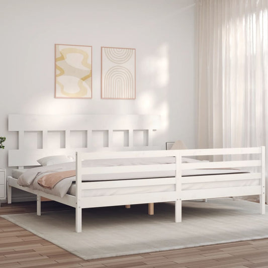 Bed Frame without Mattress White Super King Size Solid Wood