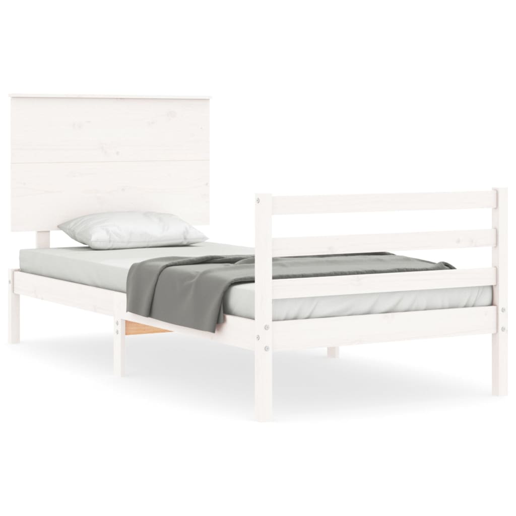 Bed Frame without Mattress White Small Single Solid Wood