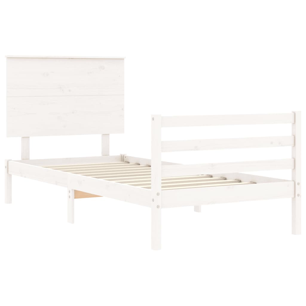 Bed Frame without Mattress White Small Single Solid Wood