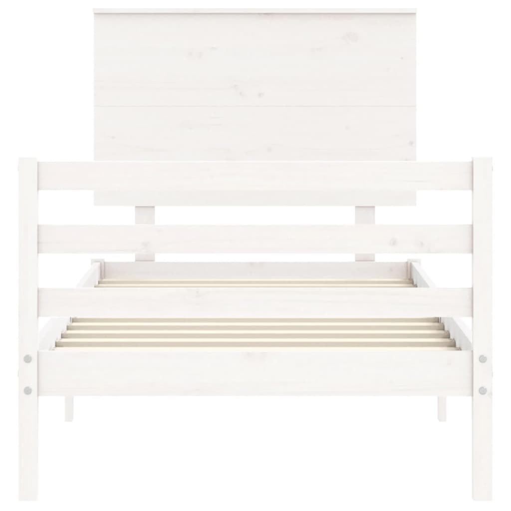 Bed Frame without Mattress White Small Single Solid Wood