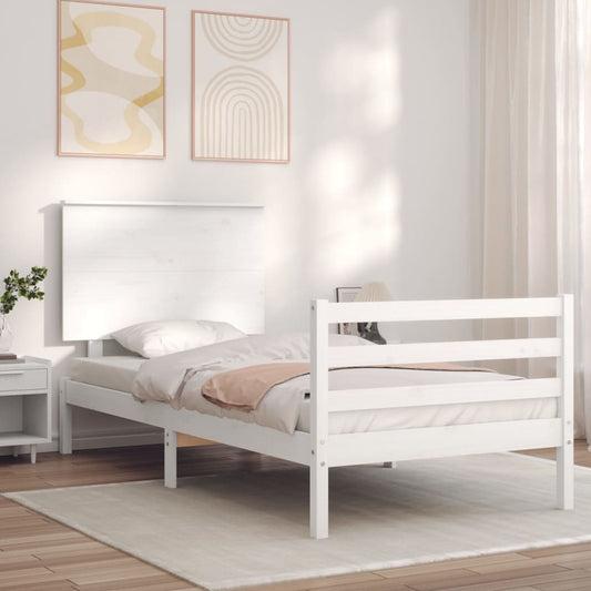 Bed Frame without Mattress White Small Single Solid Wood