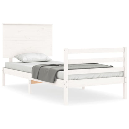 Bed Frame without Mattress White Single Solid Wood