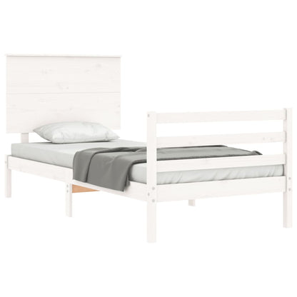 Bed Frame without Mattress White Single Solid Wood