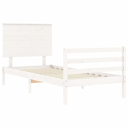 Bed Frame without Mattress White Single Solid Wood