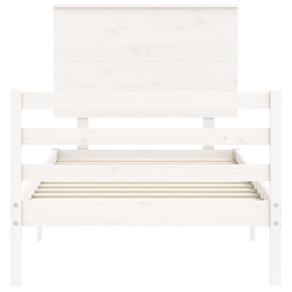 Bed Frame without Mattress White Single Solid Wood