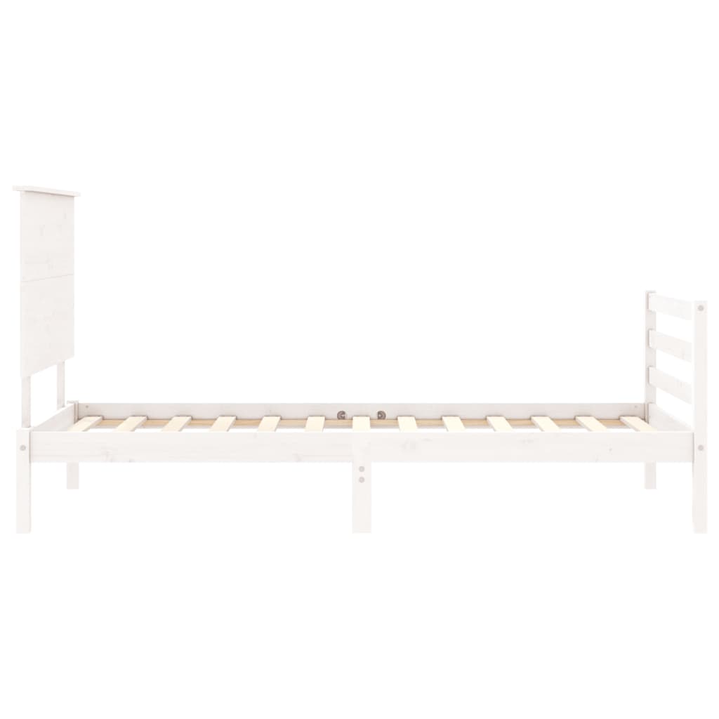 Bed Frame without Mattress White Single Solid Wood