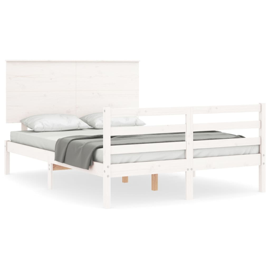 Bed Frame without Mattress White Small Double Solid Wood