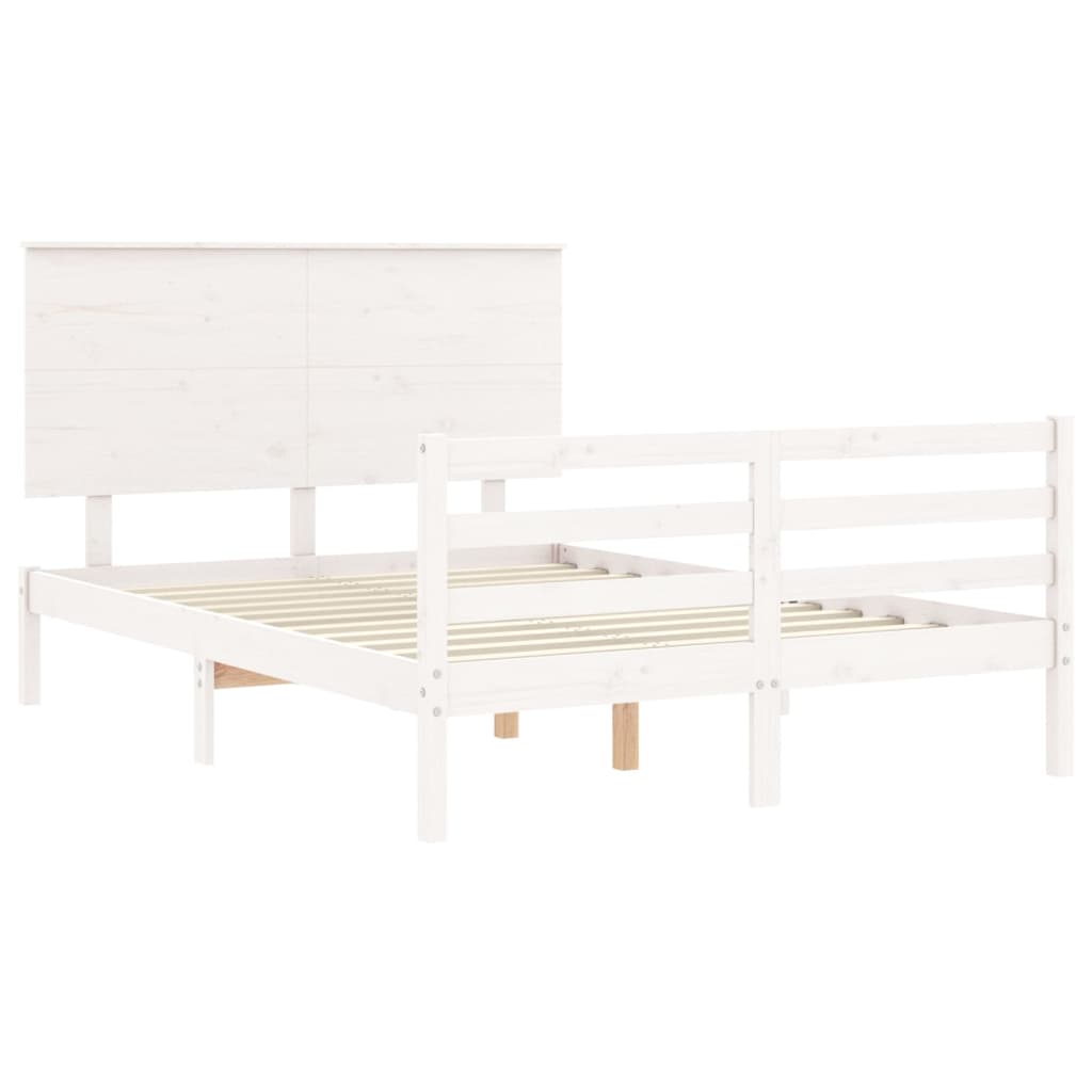 Bed Frame without Mattress White Small Double Solid Wood