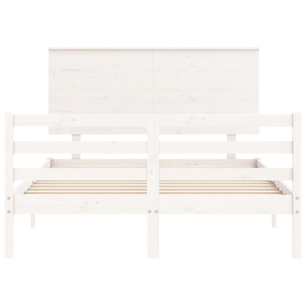 Bed Frame without Mattress White Small Double Solid Wood