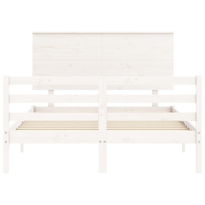 Bed Frame without Mattress White Small Double Solid Wood