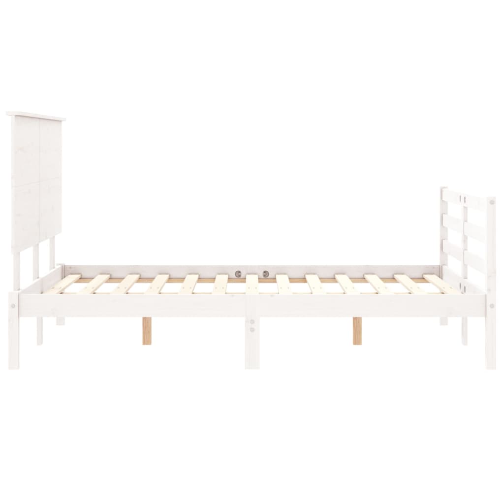 Bed Frame without Mattress White Small Double Solid Wood