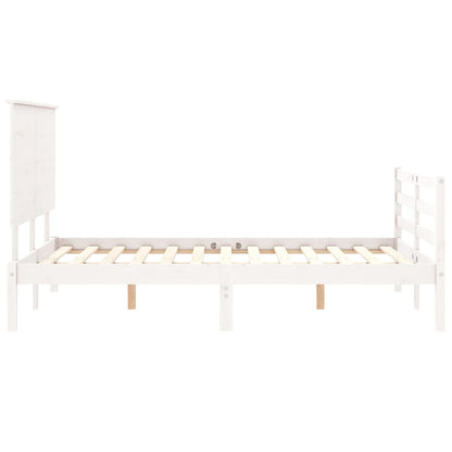 Bed Frame without Mattress White Small Double Solid Wood