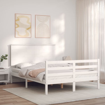 Bed Frame without Mattress White Small Double Solid Wood