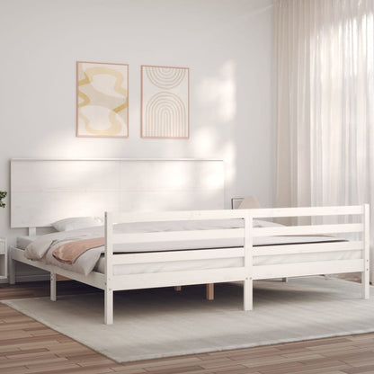 Bed Frame without Mattress White Super King Size Solid Wood