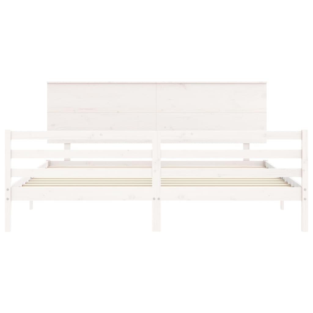 Bed Frame without Mattress White Super King Size Solid Wood