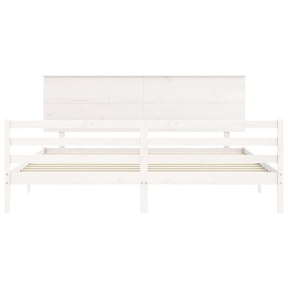 Bed Frame without Mattress White Super King Size Solid Wood