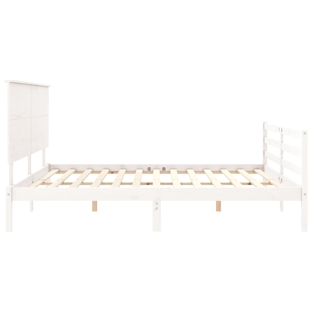 Bed Frame without Mattress White Super King Size Solid Wood