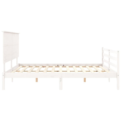 Bed Frame without Mattress White Super King Size Solid Wood