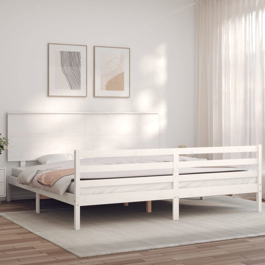 Bed Frame without Mattress White Super King Size Solid Wood