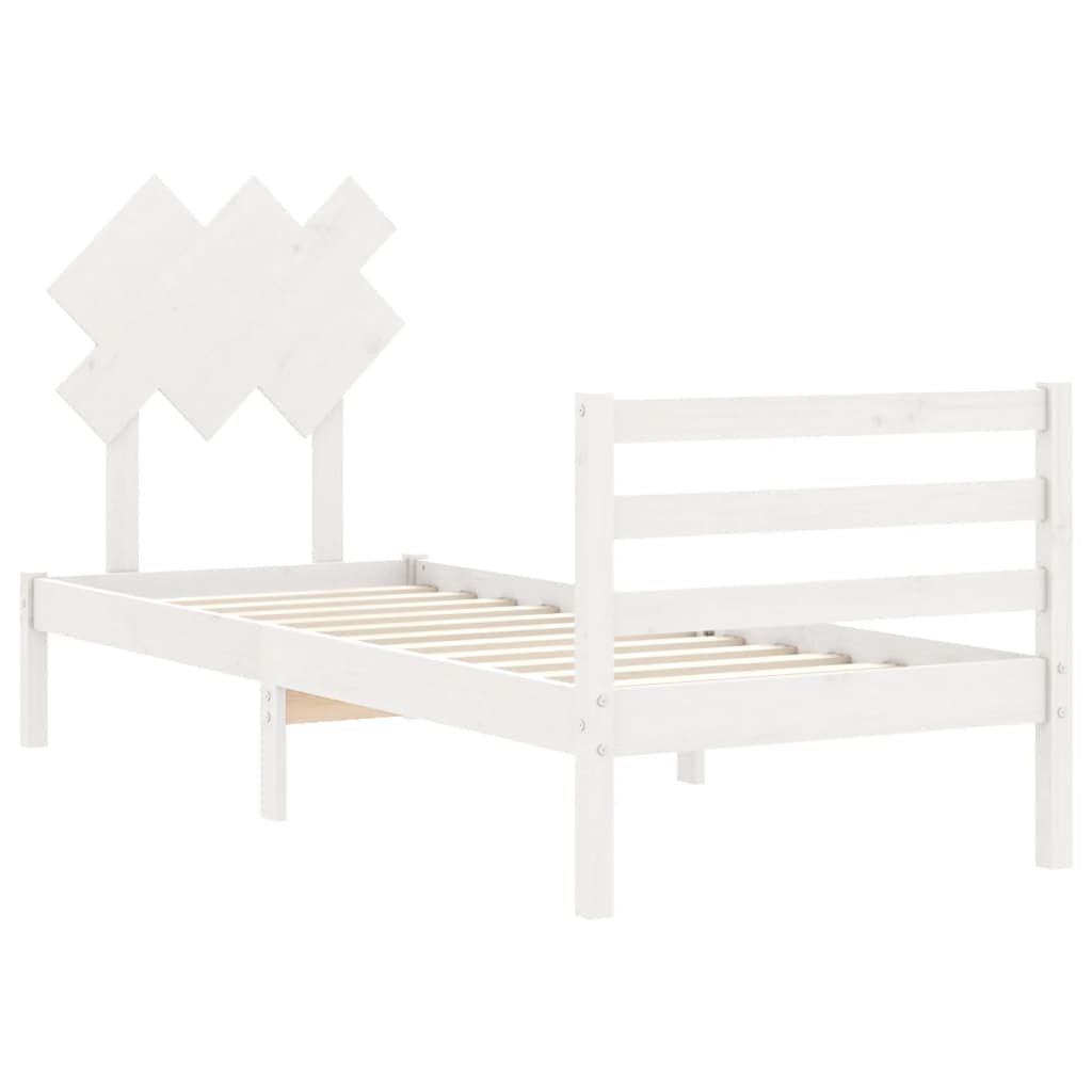 Bed Frame without Mattress White Single Solid Wood