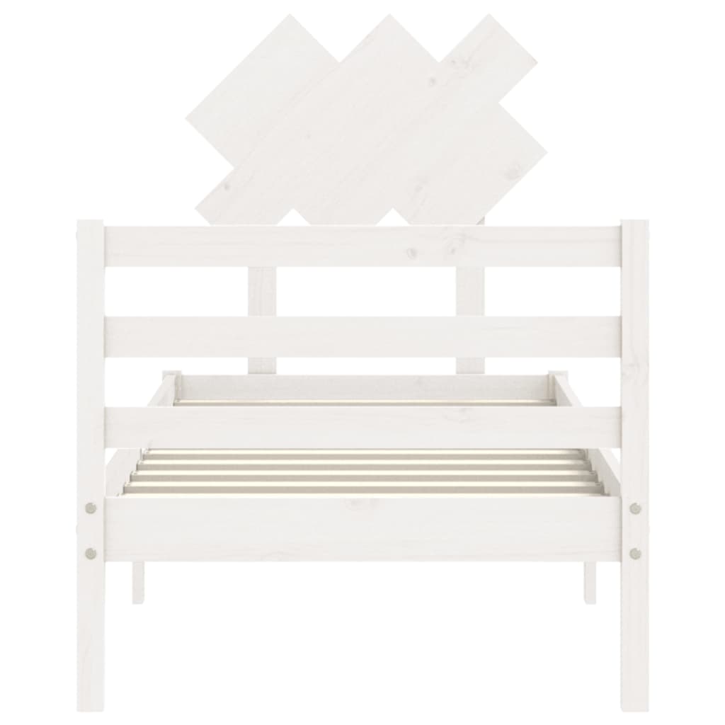 Bed Frame without Mattress White Single Solid Wood