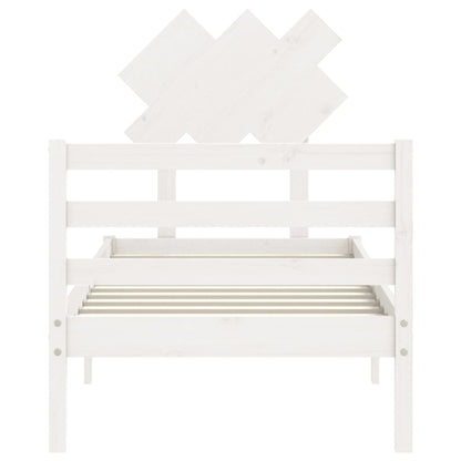 Bed Frame without Mattress White Single Solid Wood