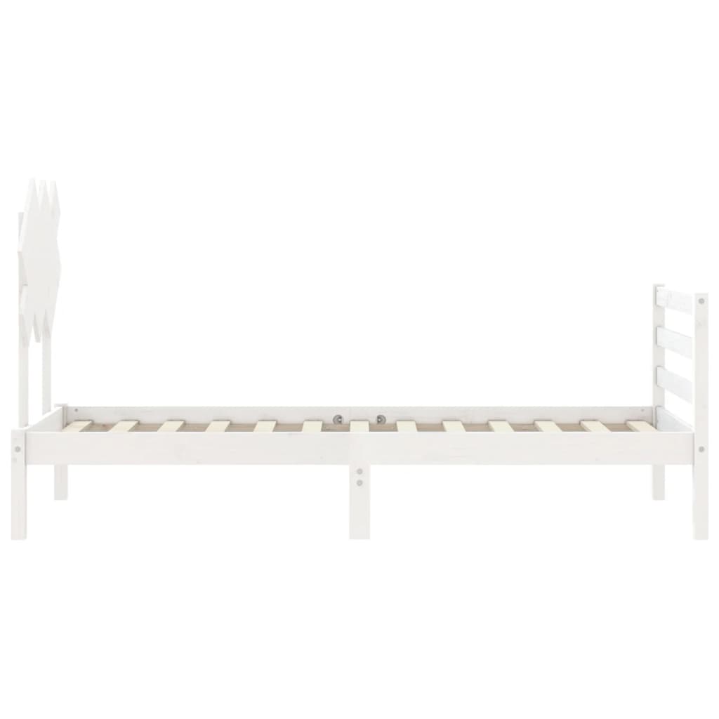 Bed Frame without Mattress White Single Solid Wood