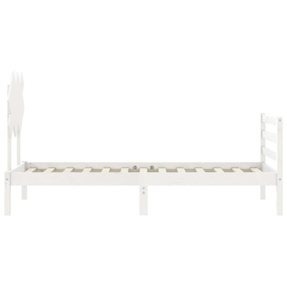 Bed Frame without Mattress White Single Solid Wood