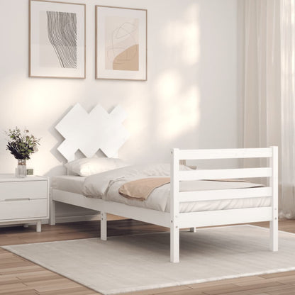 Bed Frame without Mattress White Single Solid Wood