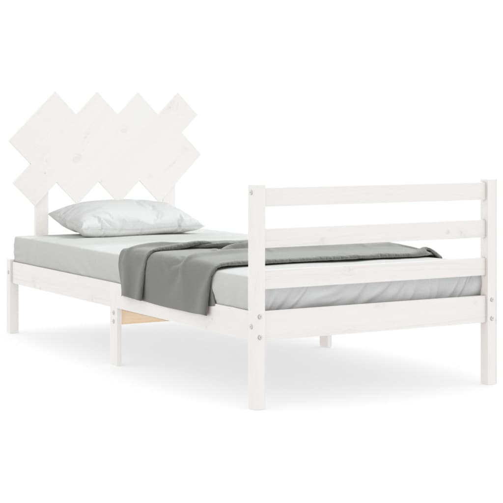 Bed Frame without Mattress White 100x200 cm Solid Wood