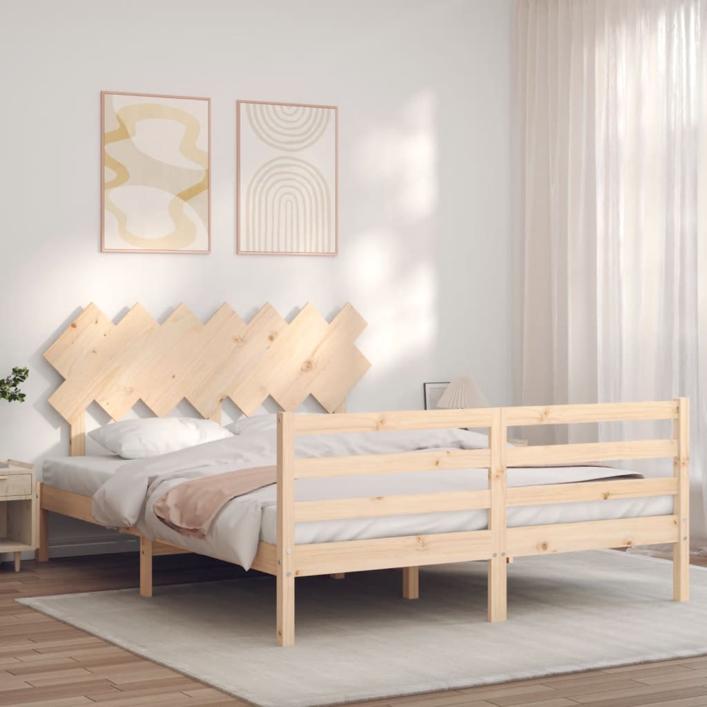 Bed Frame without Mattress King Size Solid Wood