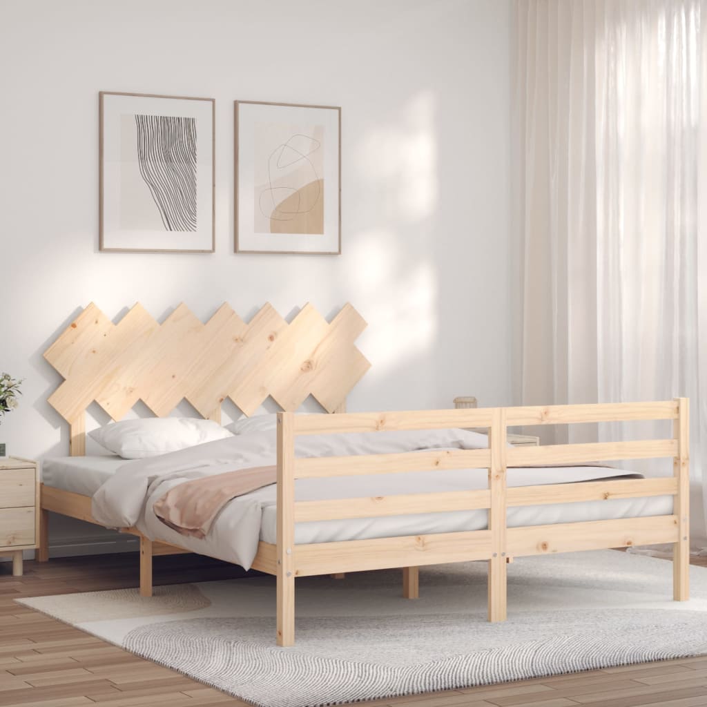 Bed Frame without Mattress King Size Solid Wood