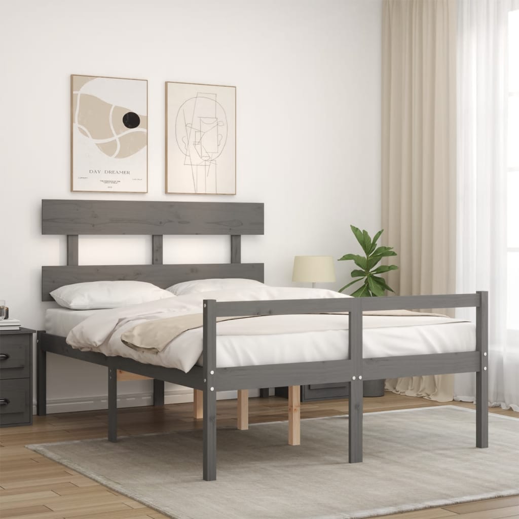 Senior Bed without Mattress Grey 120x200 cm Solid Wood