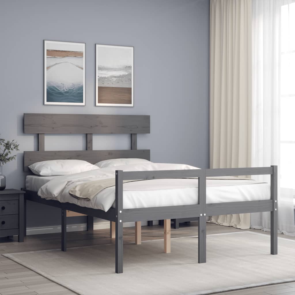 Senior Bed without Mattress Grey 120x200 cm Solid Wood