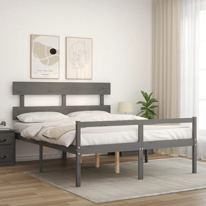 Senior Bed without Mattress Grey King Size Solid Wood