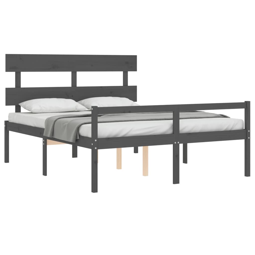 Senior Bed without Mattress Grey King Size Solid Wood