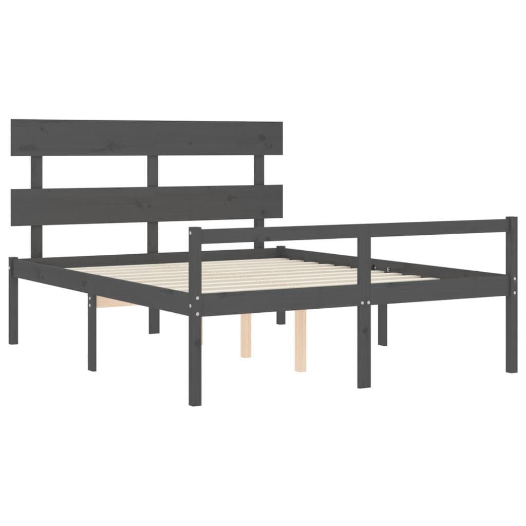 Senior Bed without Mattress Grey King Size Solid Wood