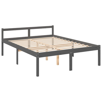 Senior Bed without Mattress Grey King Size Solid Wood