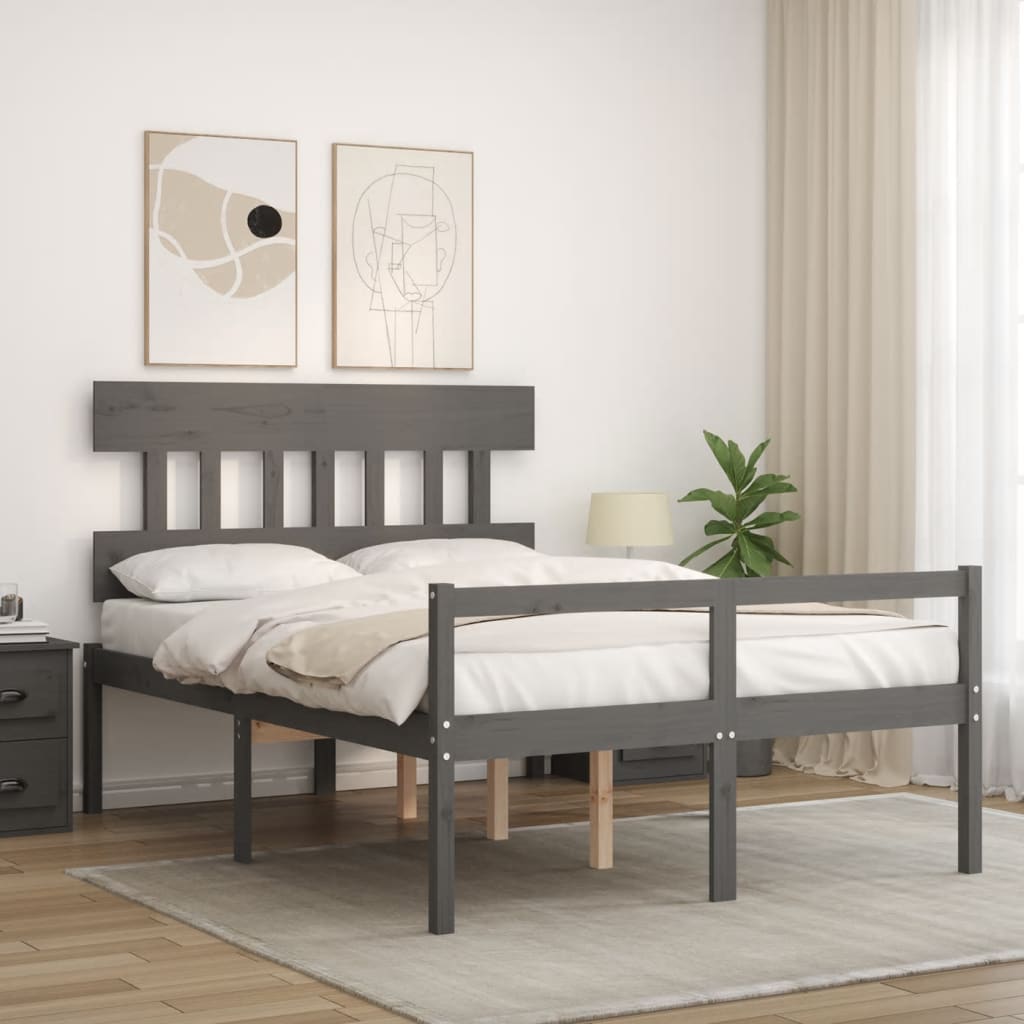 Senior Bed without Mattress Grey 120x200 cm Solid Wood