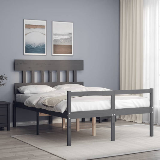 Senior Bed without Mattress Grey 120x200 cm Solid Wood