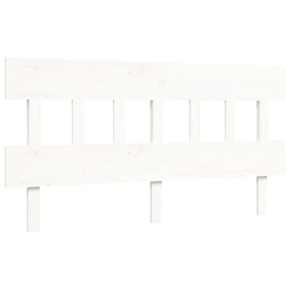 Bed Frame with Headboard White King Size Solid Wood