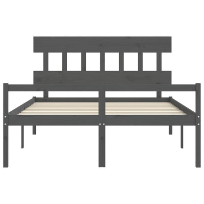 Bed Frame with Headboard Grey King Size Solid Wood