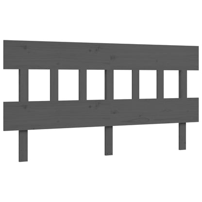 Bed Frame with Headboard Grey King Size Solid Wood