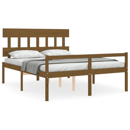 Senior Bed without Mattress Honey Brown King Size Solid Wood